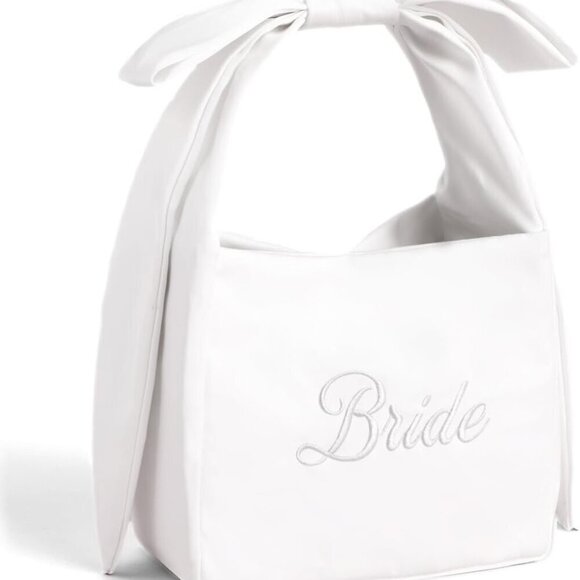 Accessories - White Satin Bride Bow Bag Bride To Be Purse Bridal Shower Party Accessory